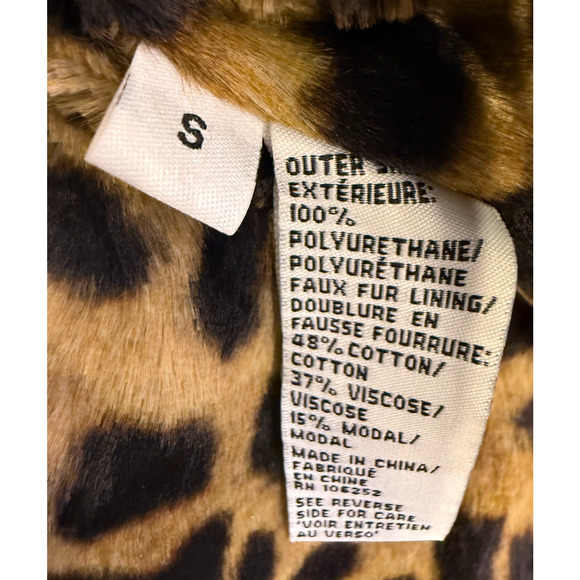 JANE POST ARMY ICONIC LEOPARD FAUX FUR LINED PRINCESS RAIN SLICKER COAT JACKET S - Picture 11 of 16